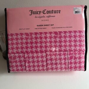 Juicy Couture Pink Houndstooth Bedding Set queen sheets set